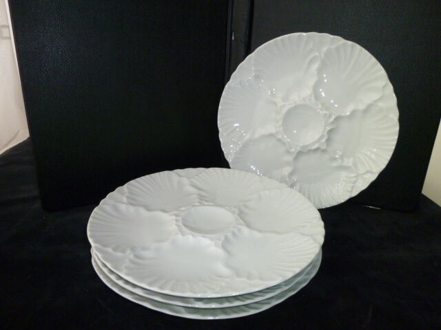 Set of 4 oyster plates in Bavarian porcelain Bareuther