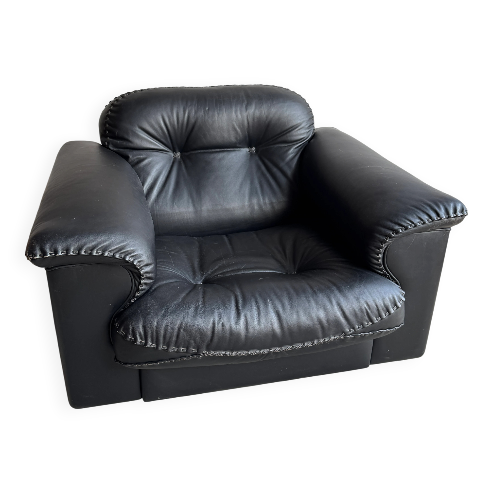 Fauteuil lounge De Sede DS-101 en cuir noir