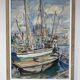 French School of the 20th Century, Sailboats in the Port of La Palma, Watercolour