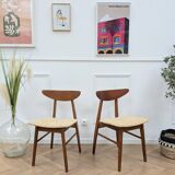 Set of two yellow reupholstered chairs
