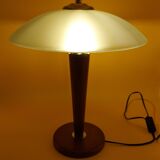 Lumess mushroom wood and frosted glass liner lamp