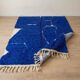 Handmade pure wool rug with blue patterns, 150/250 cm.