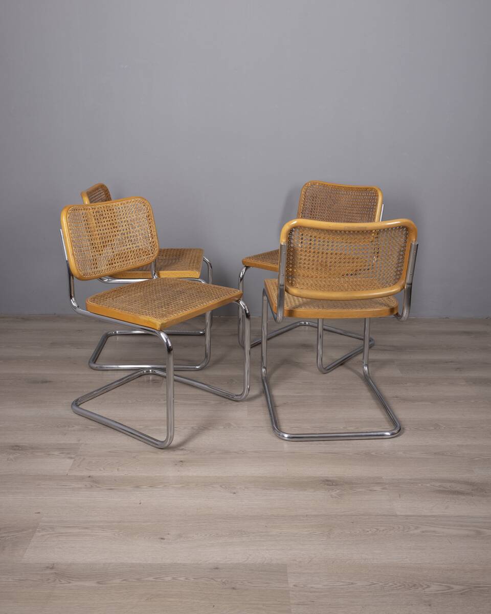 SET OF 4 VINTAGE CHAIRS FROM THE 1960S, CESCA MODEL, DESIGNED BY MARCEL BRE