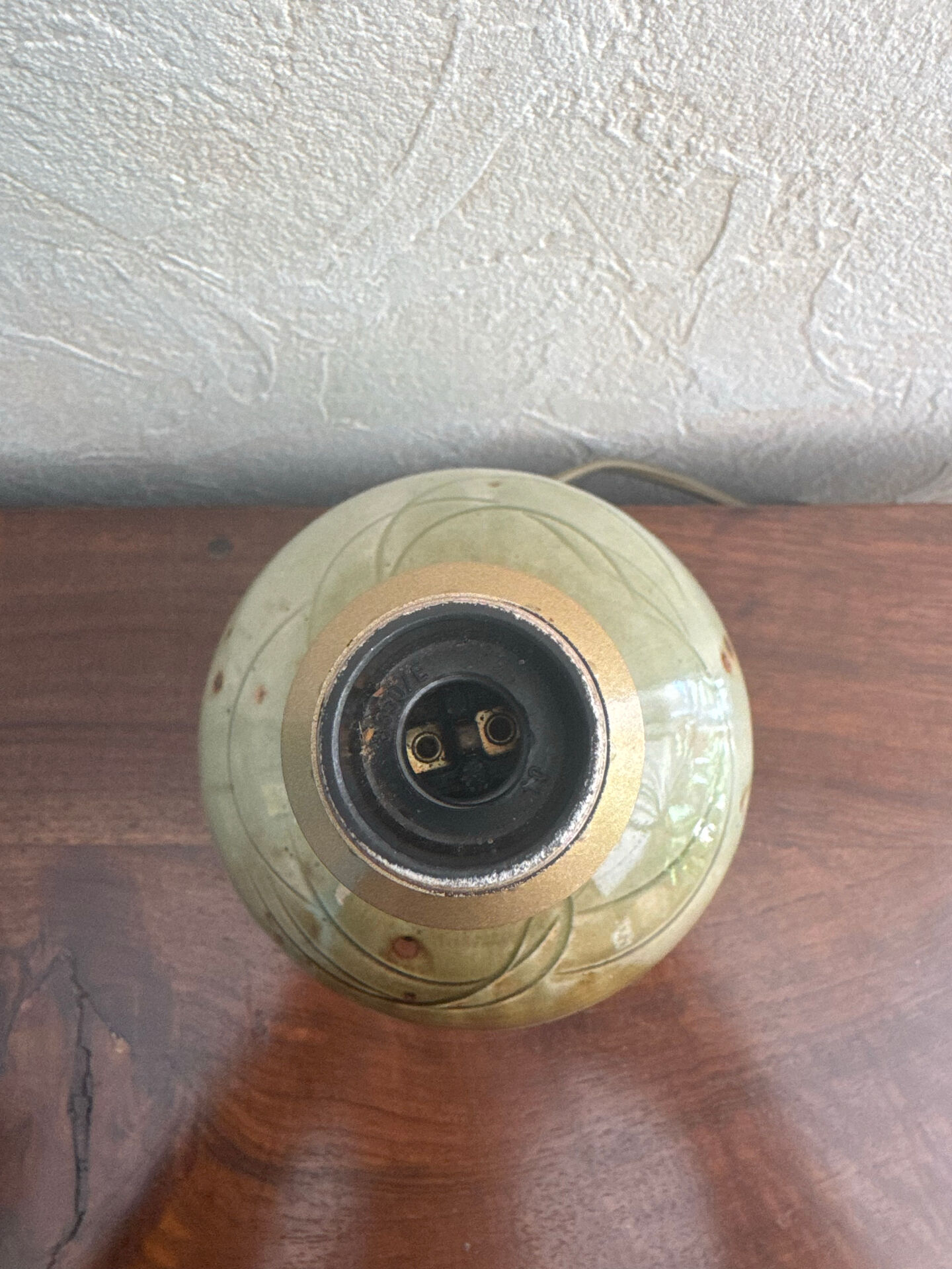 Pied de lampe vintage en grès émaillé signé Milan