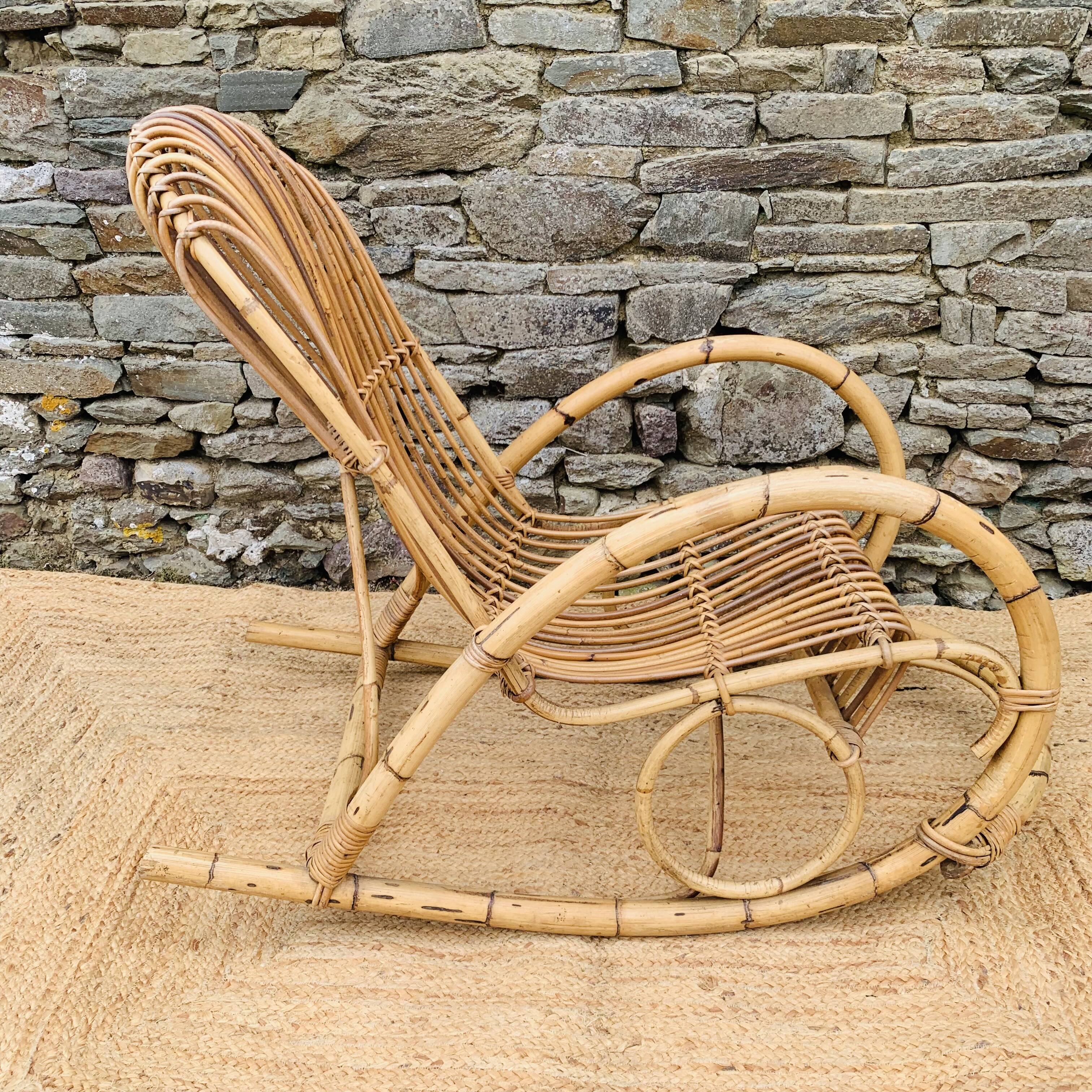Pair of rattan rocking chairs by Rohe Noordwolde