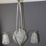 Art Deco period plate chandelier signed Degué