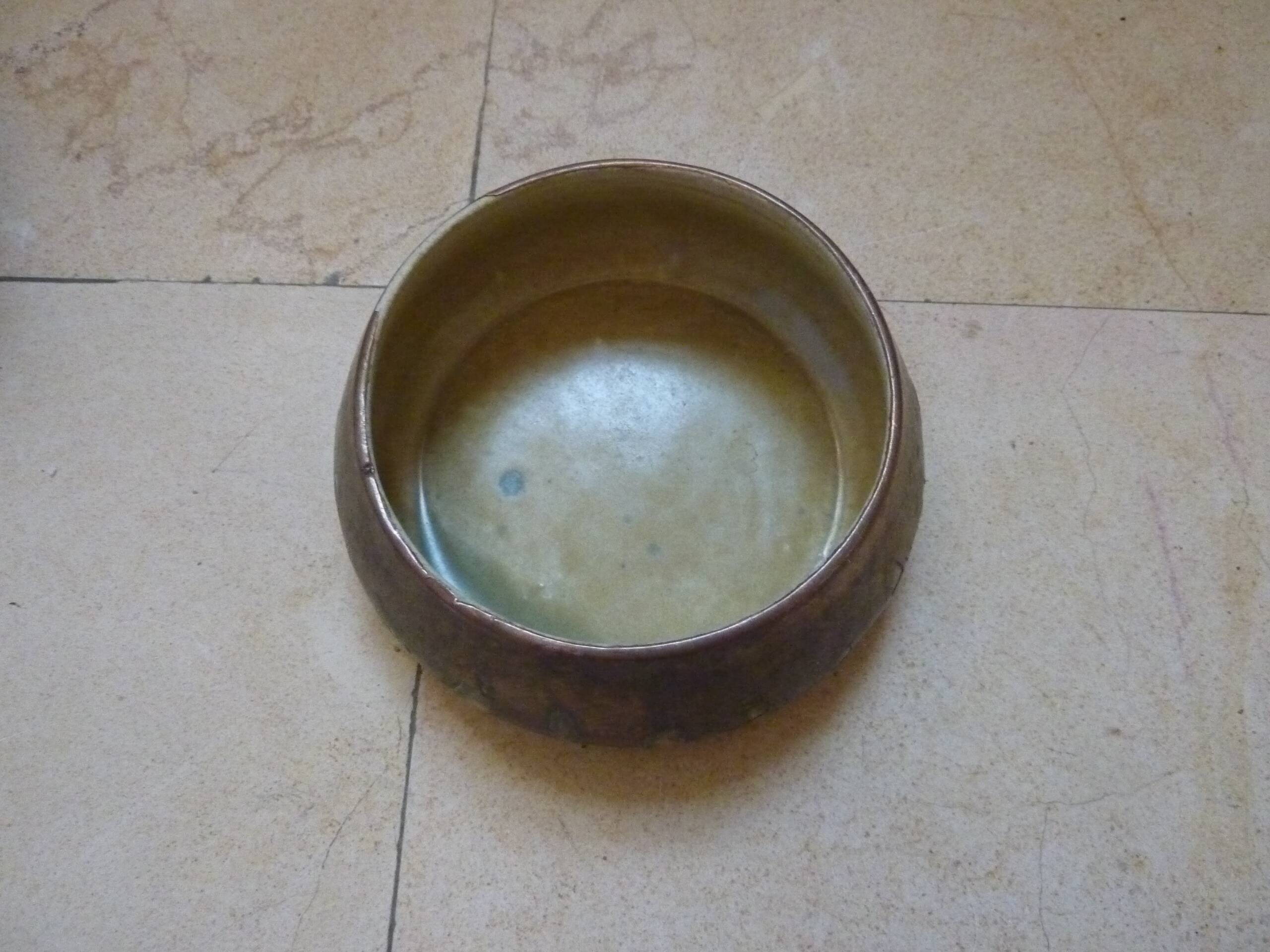 coupe vide poche grès doré signé denbac art déco