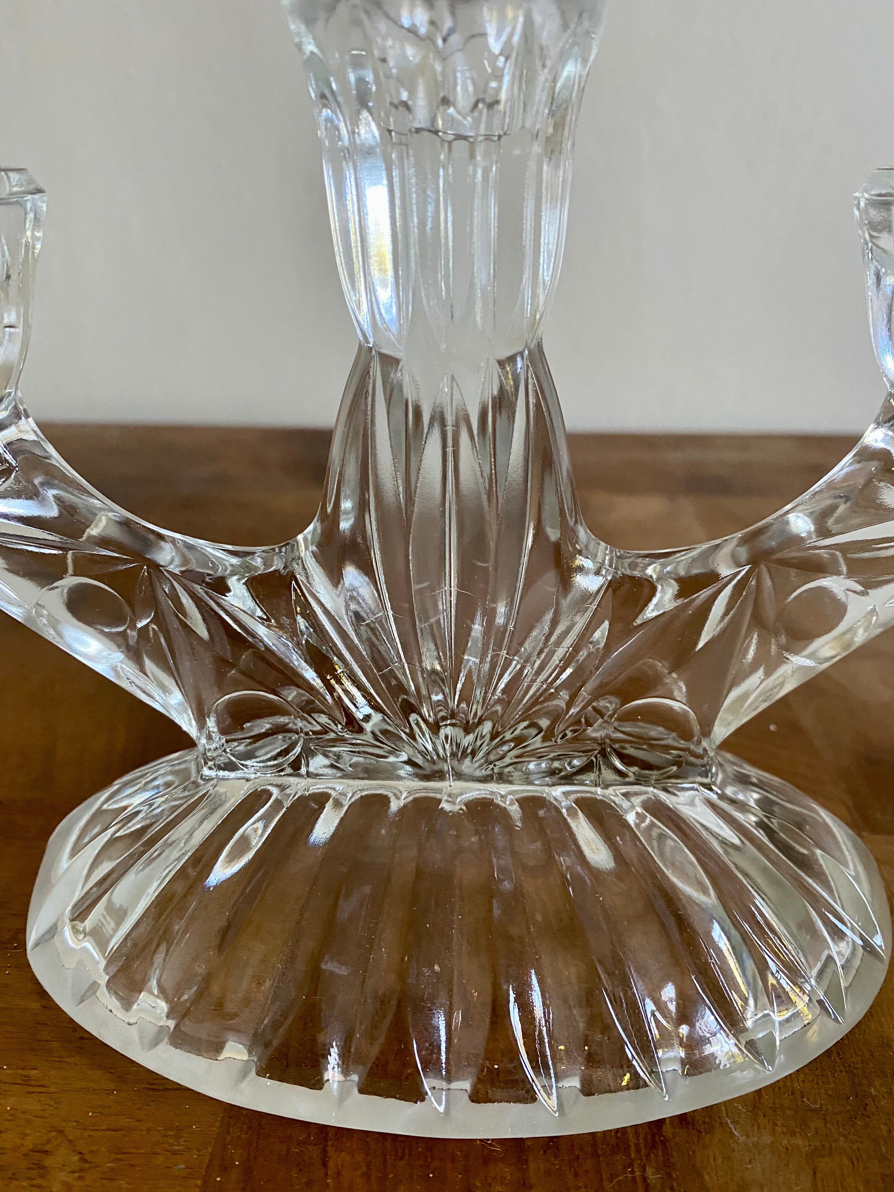 3-spoke glass candle holder