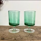 6 small emerald green LUMINARC glasses