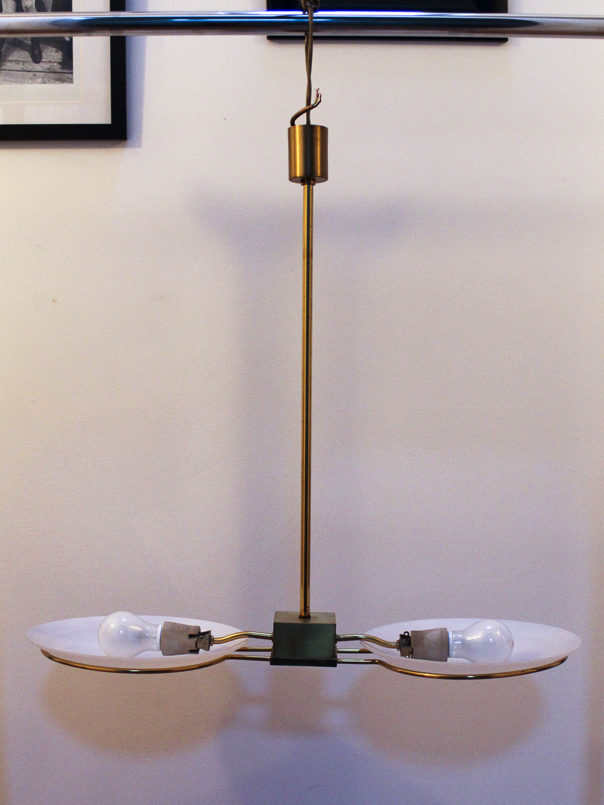 Brass pendant lamp Lucien Gau Paris 70s