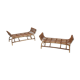 Mid century rattan benches, set of 2