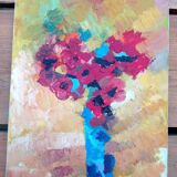 The anemones - oil on canvas signed