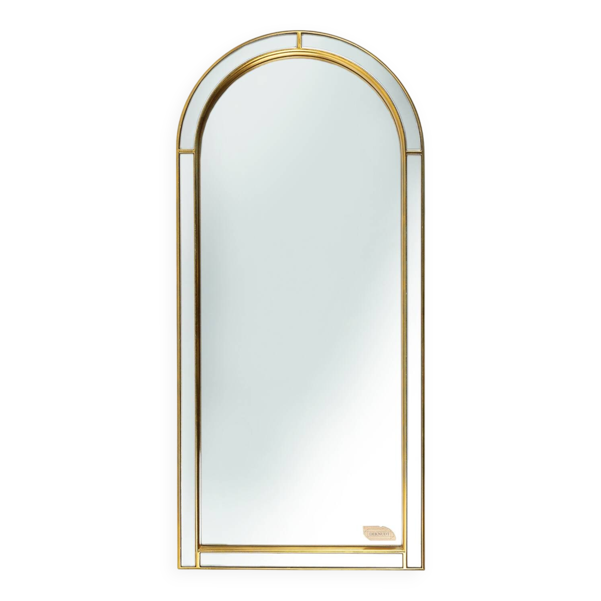 Large facet cut mirror with gilded frame by Deknudt, 1960s