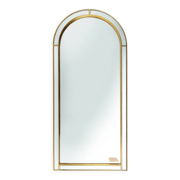 Large facet cut mirror with gilded frame by Deknudt, 1960s