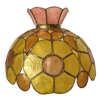 mother-of-pearl and brass flower hanging lampshade