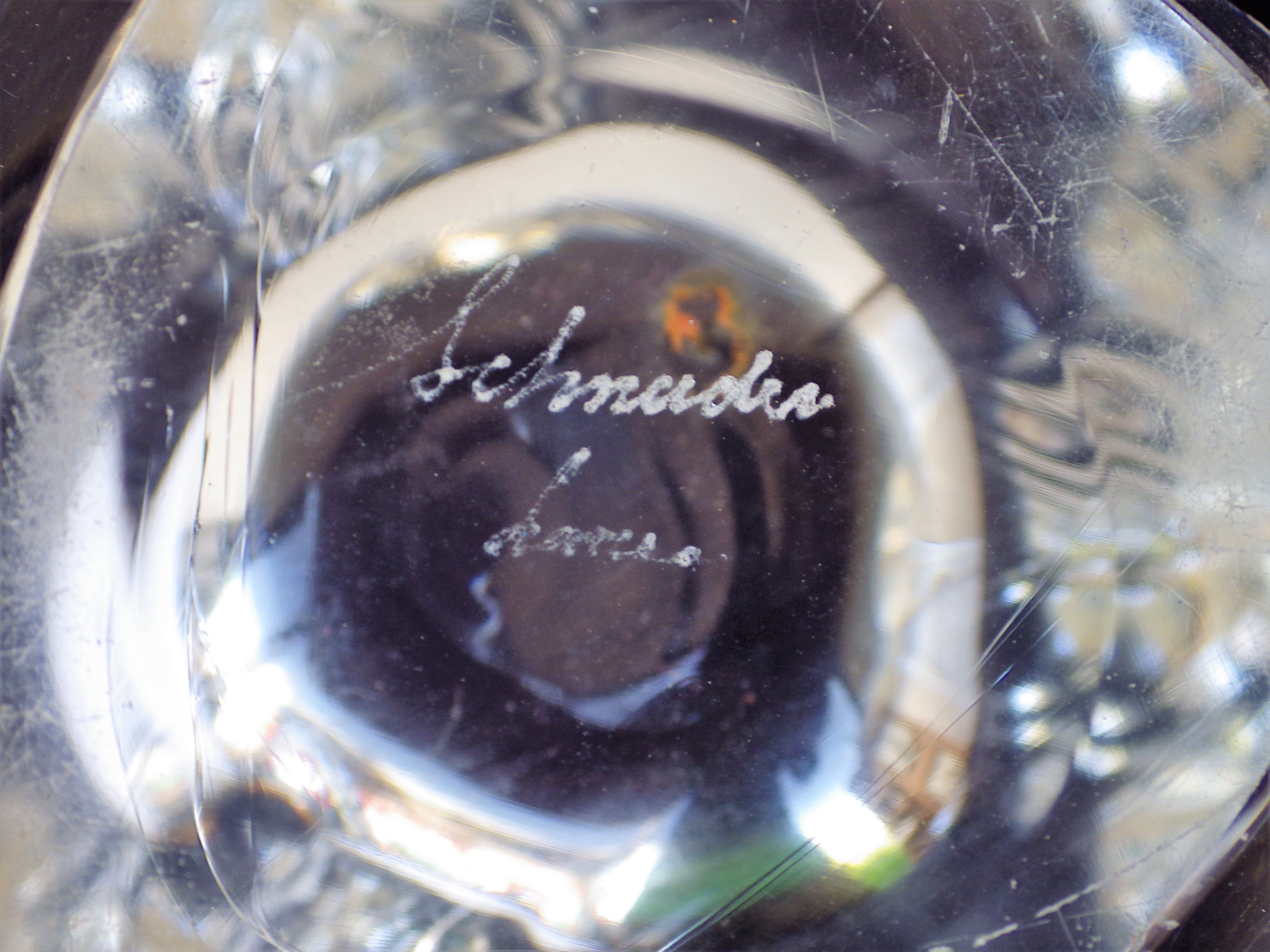 Vintage signed Schneider glass candleholder