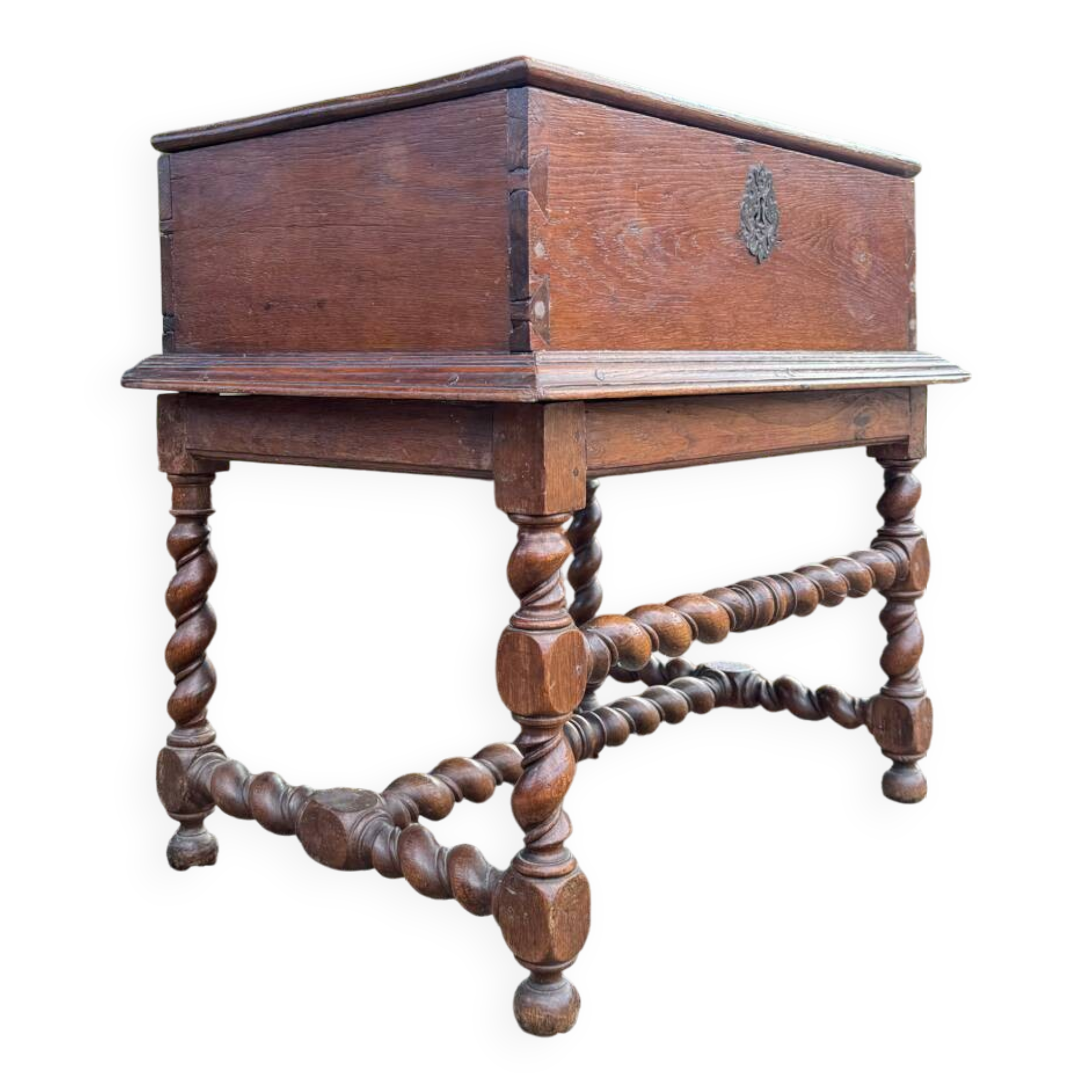 Wedding Chest and its Twisted Base in Oak 17th Century