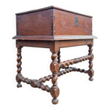 Wedding Chest and its Twisted Base in Oak 17th Century
