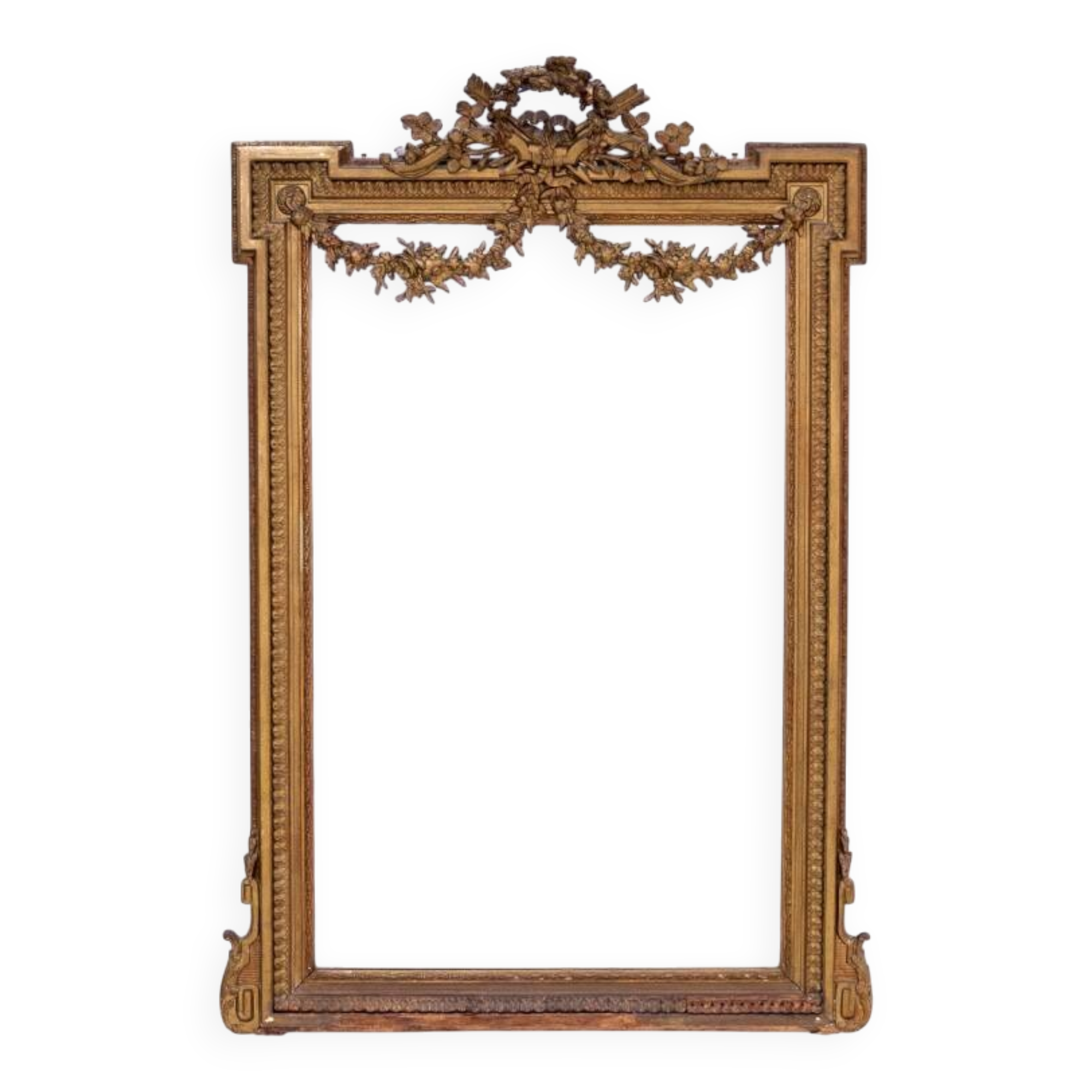 Large mirror in a gold frame, France.