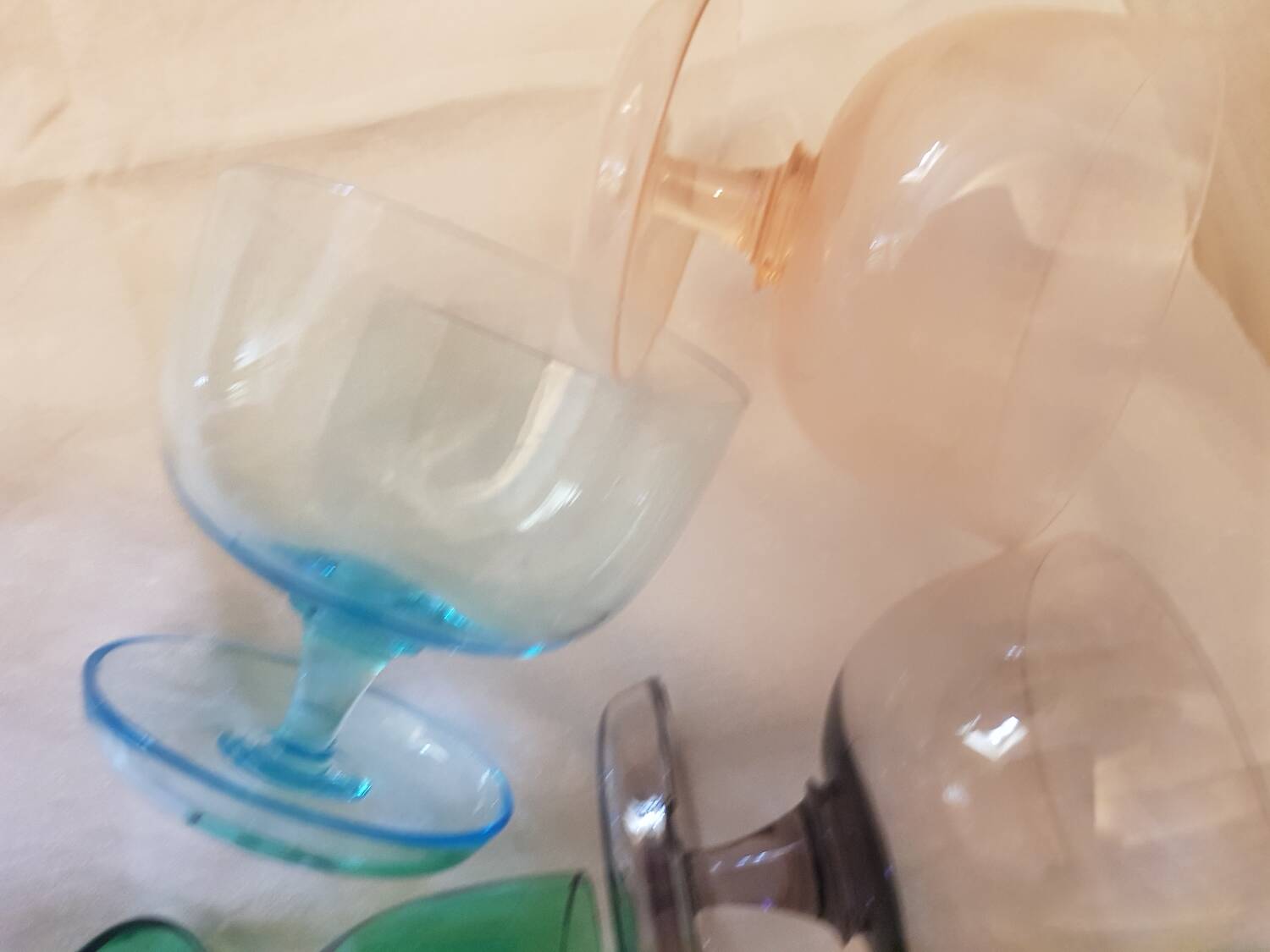 Set of 6 coloured stem glasses