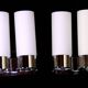 Pair of Modernist wall lights in chrome and double opaline metal, France, Mid-century.