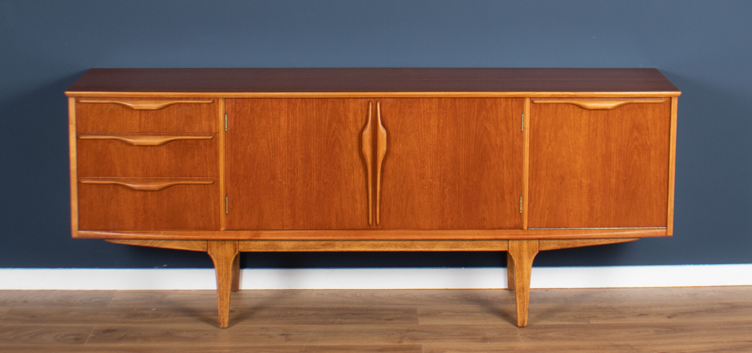 Retro 1960s Teak Jentique Mid Century Sideboard With Folded Handles