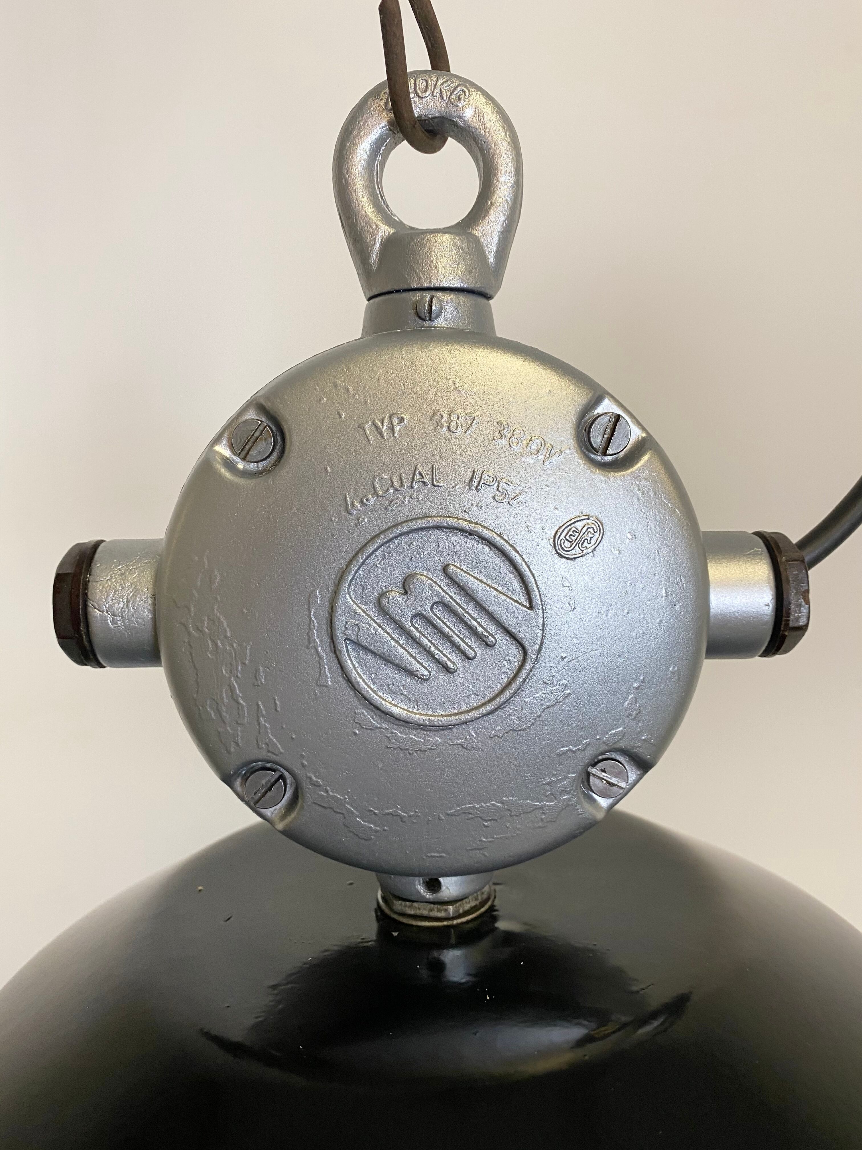 Black industrial factory lamp from Elektrosvit, 1960s