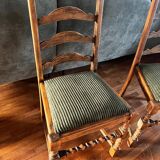 4 antique chairs with green velvet upholstery