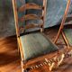 4 chaises anciennes assises velours vert