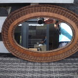 Wicker mirror 60s vintage 52x36cm