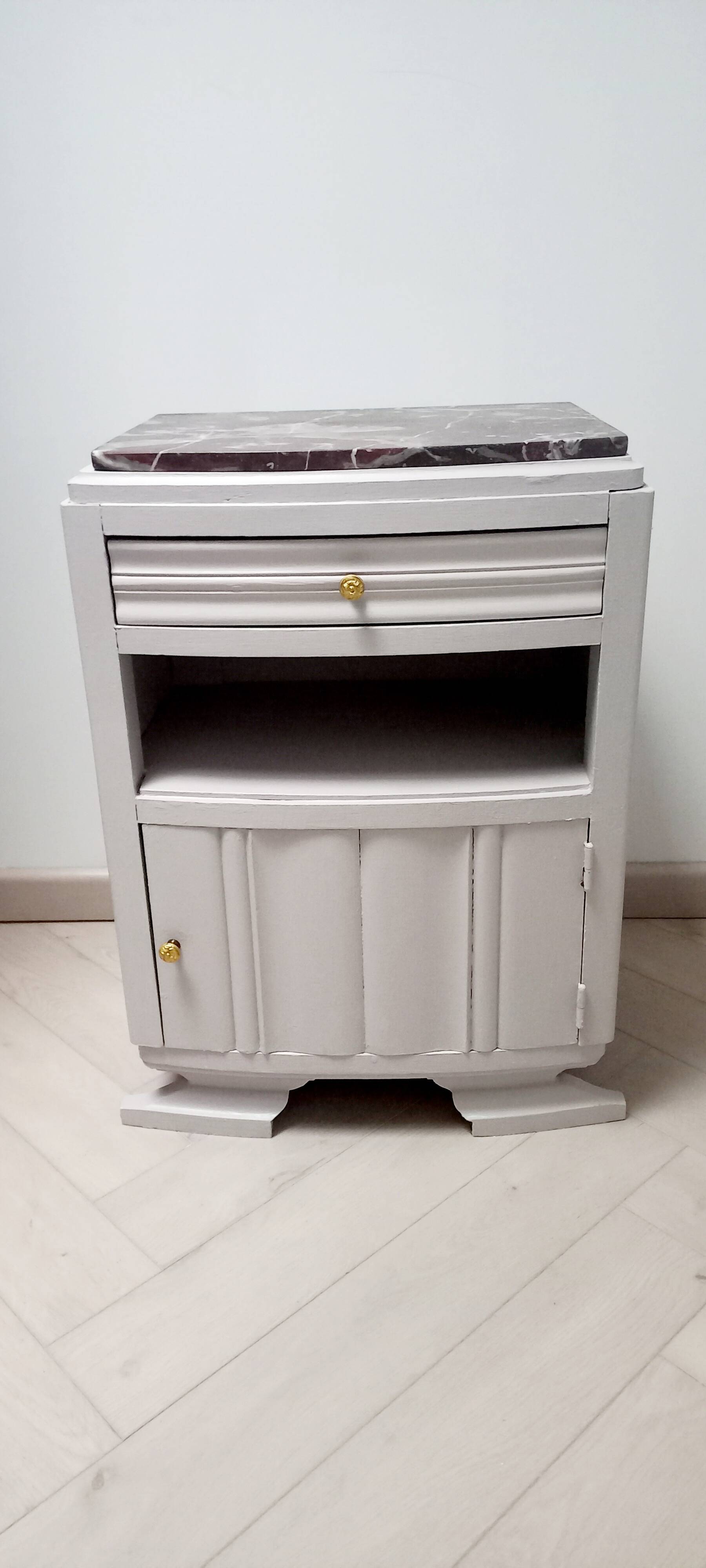 Art Deco bedside table with marble