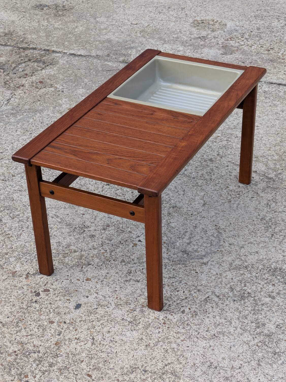 Vintage Scandinavian teak planter coffee table – 1960s
