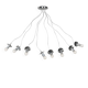 1970s vintage suspension – 8 lights – chrome metal