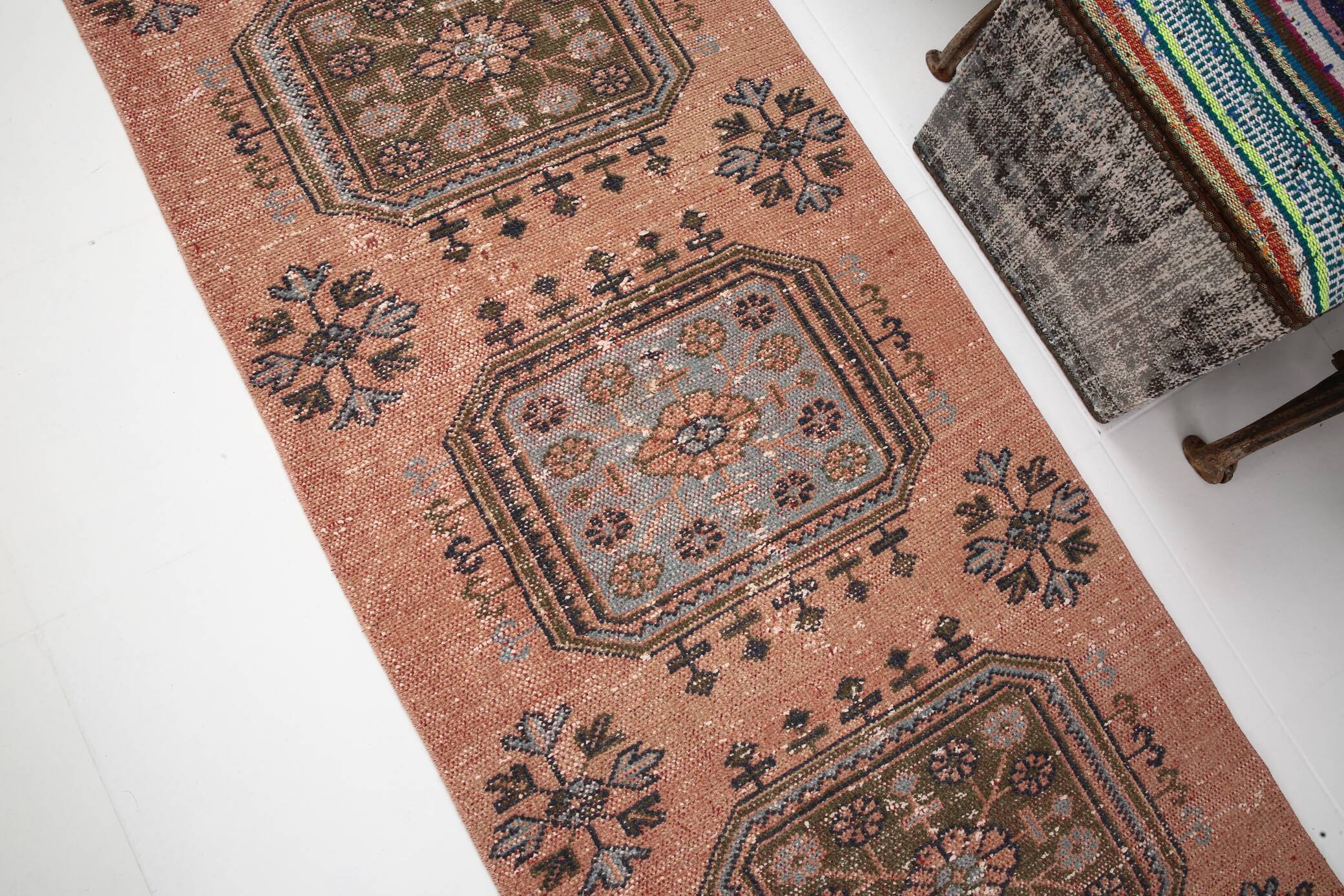 3x11 Dark Salmon Turkish Runner Rug, 85x336Cm SK 5476