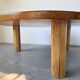 1950s round tripod oak coffee table