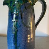 Saint clement-les-places pitcher in blue and green glazed ceramic