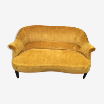 Yellow gold velvet toad sofa