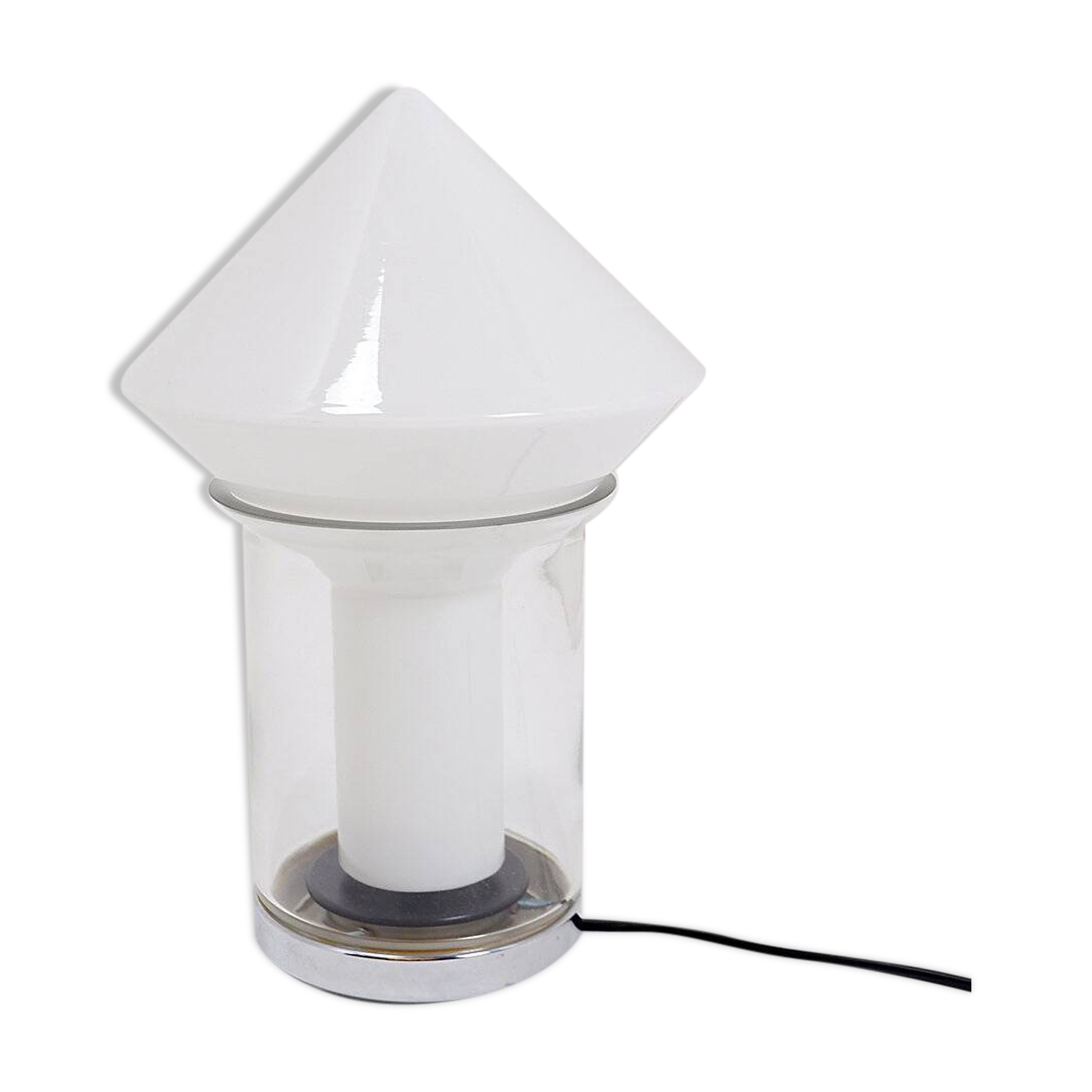 Peill & Putzler table lamp in white glass and chrome, 1970