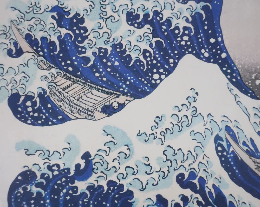 Katsushika Hokusai: The Great Wave off Kanagawa, signed lithograph