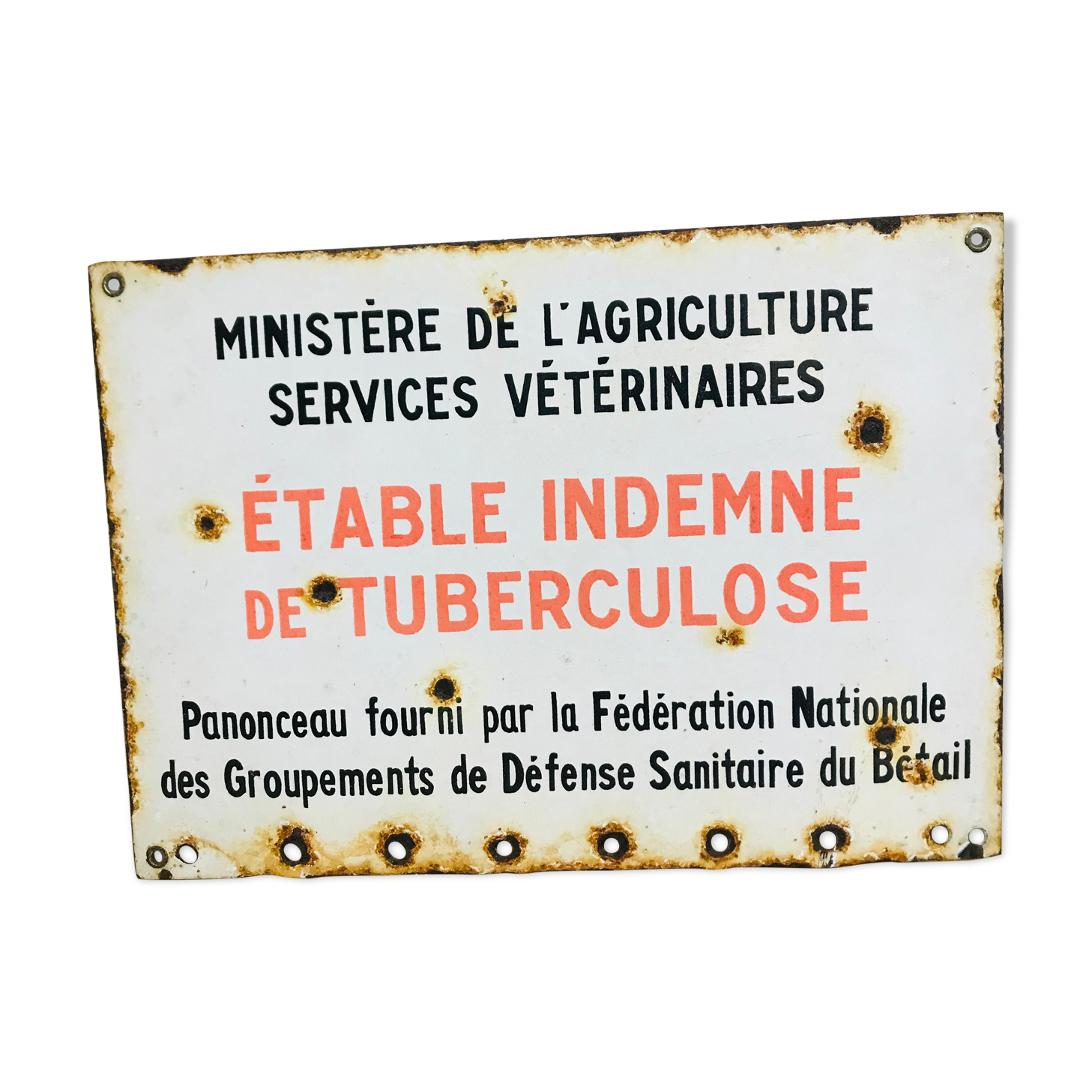 Enamelled plate "Tuberculosis-free"