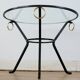 Coffee table black lacquered metal, glass and brass, France, circa 1950.