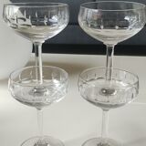 Lot of 6 x Champagne Coupes/Verreries Doyen. Art Deco. In half crystal.