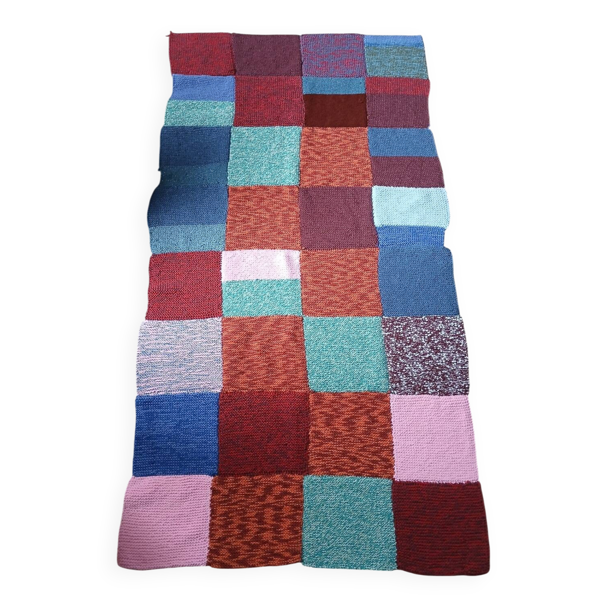 Plaid patchwork hand-knitted