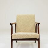 Fauteuil vintage vert en tissu à motifs modernes du milieu du siècle, années 1970, Pologne