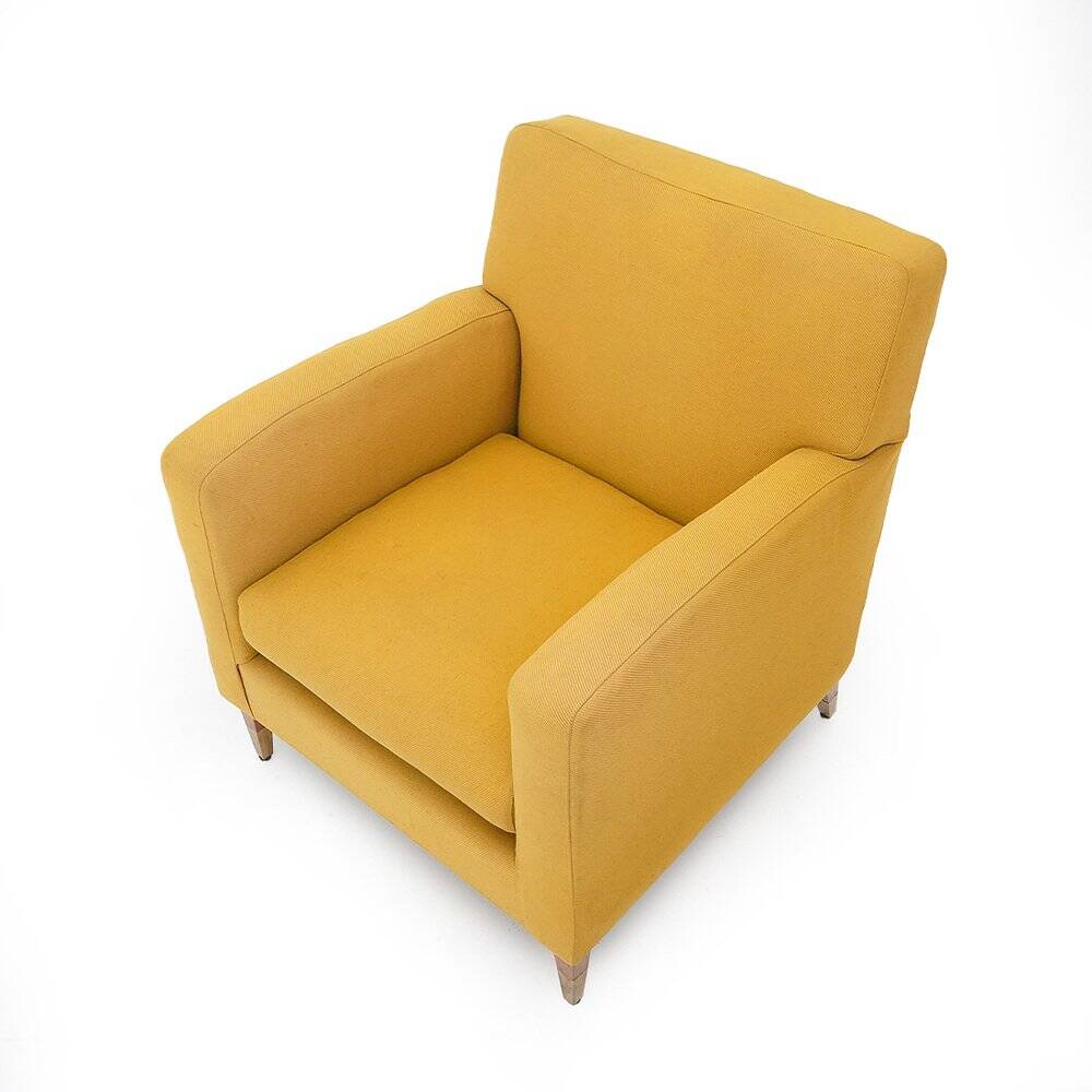 Yellow fabric armchairs, 1950s, set of 2