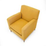 Yellow fabric armchairs, 1950s, set of 2