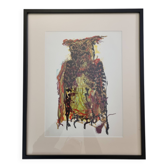 Jean-Paul Riopelle – Original lithograph – Stylized owl, 42 x 52 cm