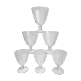 Set of 6 large crystal wine glasses engraved 60s