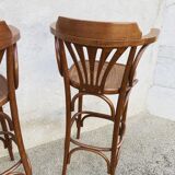 2 tabourets de bar en bois avec accoudoirs