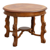Table basse ronde en noyer de style Renaissance, France – Fin du 19e siècle
